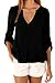 Happy Sailed Women 2018 Casual Chiffon Button V Neck Blouses Shirts,Small Black