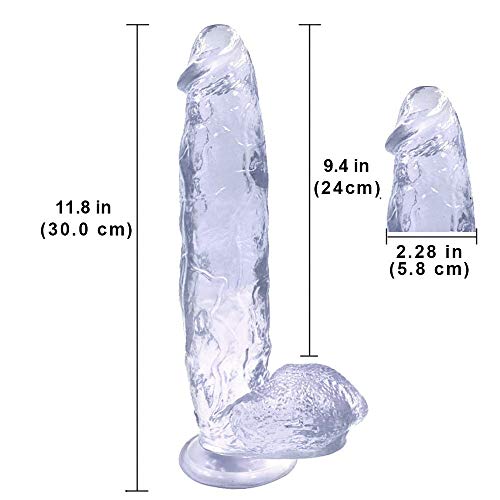 Whtao 30 cm Lifelike Dîldɔ Massager for Women Discreet Package (Color : Clear)