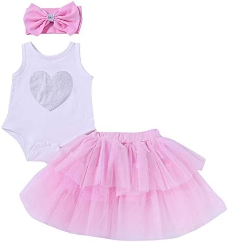 3Pcs Set Baby Girls Tutu Dress Outfit Birthday Sleeveless Floral Romper Top Lace Skirt Clothes