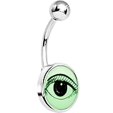 Stainless Steel Arty Open Eye Glow in the Dark Belly Ring