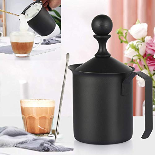 Elektrischer Schneebesen, Handpumpen-Milchaufschäumer, manuell betriebener Milchschaumhersteller aus rostfreiem Stahl… – Bild 3