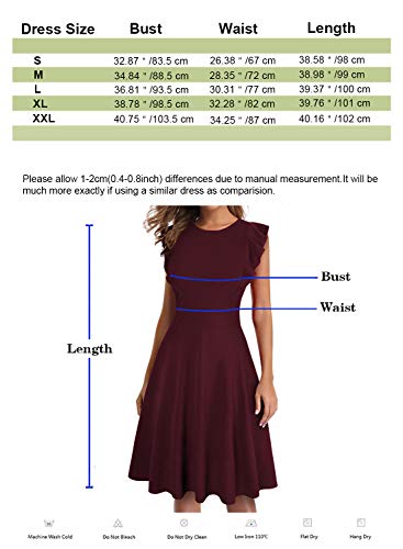 IHOT Women's Vintage Ruffle Floral Flared A Line Swing Casual Cocktail Party Dresses