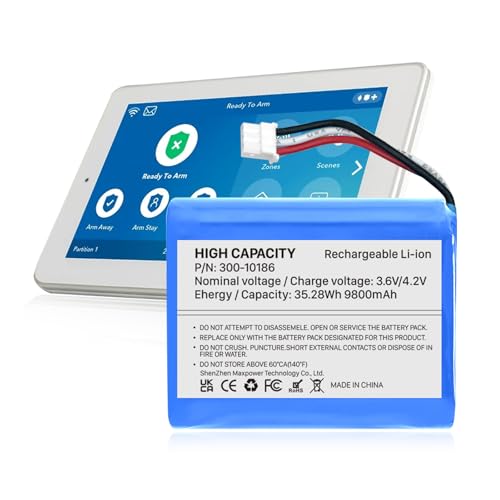 300-10186 Battery, [2025 Upgraded] 9800mAh Super High Capacity 0 Cycle Li-ion Replacement Battery for ADT Command Smart Security Panel ADT7AIO-1, ADT5AIO-2, ADT5AIO-3