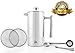 French Press Coffee & Tea Maker Complete Bundle (34 Oz – 8 Cups): 3 Items–Double-Wall Stainless Steel French Press, Serving Scoop, Dessert Spoon & 4 Ultra-Fine Filter Screens-Top Rated