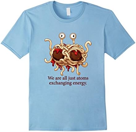 Mens FSM Flying Spaghetti Monster Pastafarian Atomic Energy Shirt Large Baby Blue