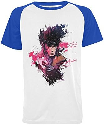 Wihuae Men's Cool Gambit Xmen Blue Short Sleeve Raglan T-shirt