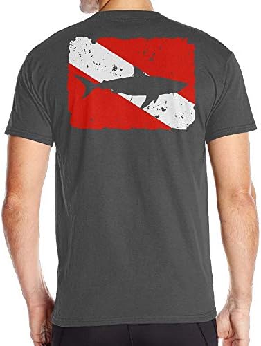 Men's Vintage Shark Scuba Dive Flag Short-Sleeved Round Collar T Shirts for Men