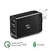Puridea 3 Port USB Wall Charger 30W Quick Charger 3.0 [QC 3.0 + 2.4A USB] , SmartID Technology , Portable Fast Charger Foldable Plug for iPhone X/ 8/ 7/ 6/ Plus/ 5/ SE, iPad, Samsung, LG, Google Pixel