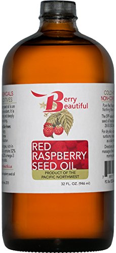 Red Raspberry Seed Oil - 32 Fl Oz (946 mL) in Glass Bottle - Cold Pressed by Berry Beautiful from locally grown Raspberries - 100% Pure & Unrefined