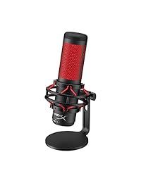 HyperX QuadCast   Micrófono condensador USB para juegos, para PC, PS4 y Mac, montaje de choque antivibración, cuatro patrones polares, filtro pop, control de ganancias, podcasts, Twitch, YouTube, Discord, LED rojo, negro