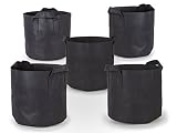 247Garden 5-Pack 2 Gallon Grow Bags/Aeration Fabric Pots w/Handles (Black)