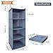 Aibrisk Hanging Closet Organizer 4 Shelves Foldable Oxford Cloth Gray Hanging Shelf with 2 Hooks for Clothes Storage and Accessories