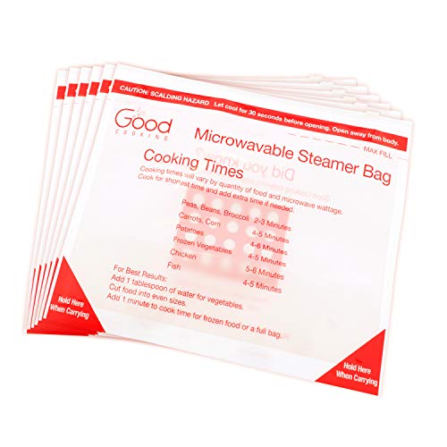 Microwave Food Steamer Bags- Set of 6 X-Large Reusable Microwavable Cooking Bags with up to 20 Uses Each - Thumbnail 2