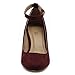 Ollio Womens Shoe Faux Suede Basic Chunky Mid Heel Ankle Strap Pumps