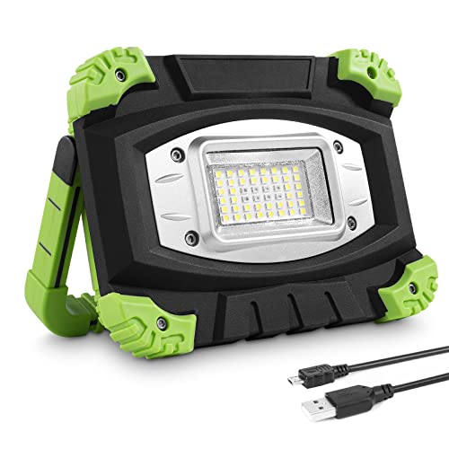 Lepro Led Akku Strahler, Wiederaufladbare Campinglampe aus Aluminium, 20W 2000 Lumen Arbeitsleuchte mit 5 Beleuchtungsmodi und 5200 mAh Powerbank, für Notfall, Camping thumbnail 1