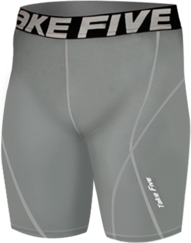 New Take Five Base Layer Mens Compression Skin Tights 033 Gray Sports Shorts (2XL)