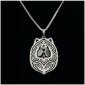 Chow Chow Dog Necklace Silver-Tone