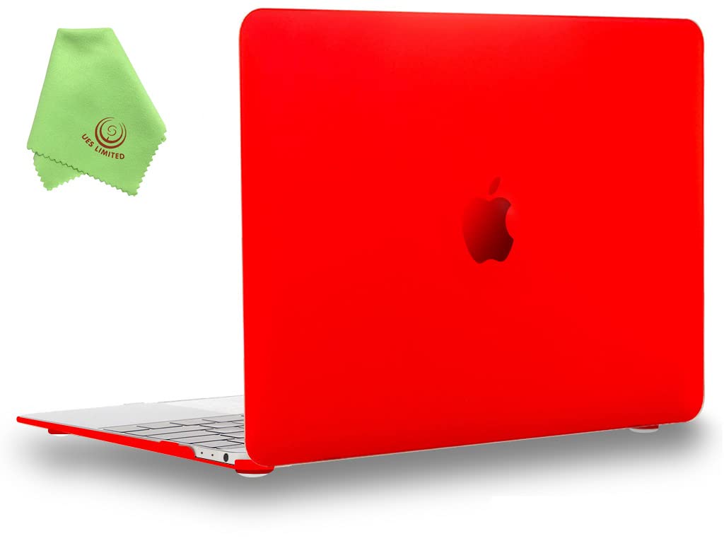 UESWILL Smooth Touch Matte Hard Shell Case Cover Compatible with MacBook 12 inch with Retina Display (Model: A1534) + Microfibre Cleaning Cloth, Red โ image 1