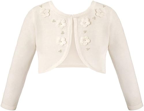 Couture Princess Big Girls Ivory Floral Bead Accent Long Sleeve Bolero 16