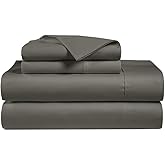 Minor Monkey 100% Egyptian Cotton Queen Size Sheets - 1000 Thread Count 4 Piece Bedsheet Set Soft Breathable & Cooling Sheets for Queen Size Bed - Elasticized 16" Deep Pocket Sheet Set (Charcoal Grey)