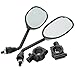 Weksi Motorcycle Street Bike ATV Rear View Rearview Side View Mirrors 8mm + 2 Handlebar Mount (Pack of 2)