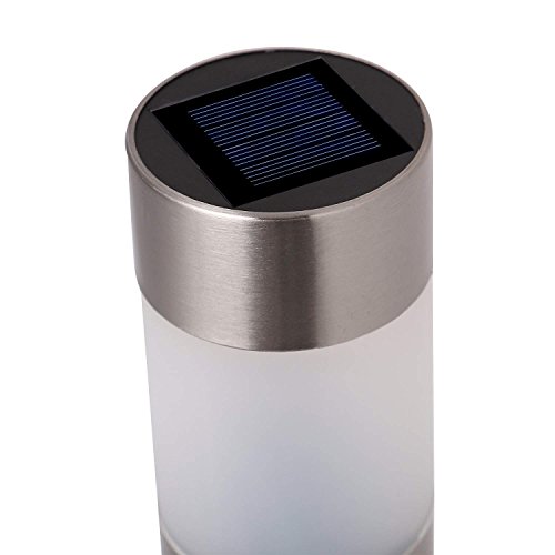SUNWIND LED Solar Pathway Lights - 6 Pack Silver Stainless Steel Solar Landscape Lights Garden Outdoor Bollard Decorative Lighting for Path/Yard/Garden/Patio/Lawn/Home