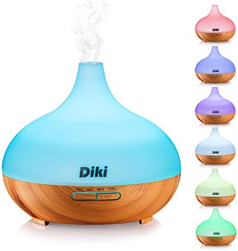 Essential Oil Diffuser, DIKI 300ml 7 Colors LED Lights Cool Mist Humidifier Whisper-Quiet Ultrasonic Aroma Diffuser Waterless Auto Shut-off for Office, Yogo, Spa, Home, Bedroom (Wood Grain)