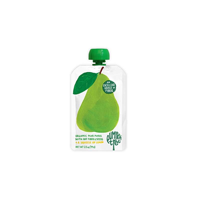 Pumpkin Tree Organics Fruit Snack Pouch, Pear + Fiber + A Squeeze of Lemon, 3.5 Ounce (Pack of 10)