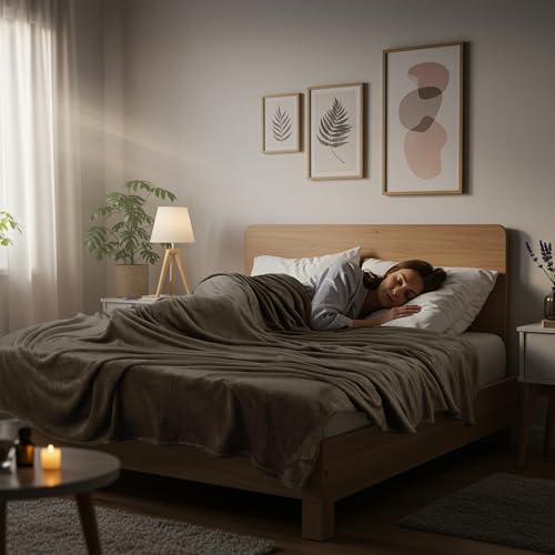 Utopia Bedding Fleece Blanket Lightweight Blanket for Bed, Sofa or Armchair Suitable for All Seasons [259x228cm, Brown]