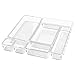 mDesign Plastic Interlocking Modular Desk Drawer Organizer Bins for Storing Office Supplies, Pencils, Pens, Scissors, Tape, Markers, Highlighters, Sticky Notes, Glue Sticks, 7 Piece Set - Clear