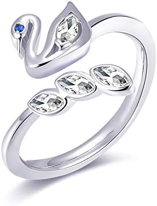 Qamra Womens Rose Gold Plated Adjustable Ring CZ Stone Open Rings Couple Gifts