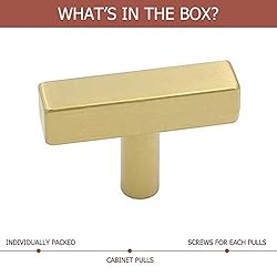 goldenwarm 2Pack Brushed Brass Cabinet Knobs