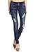Jvini Womens Stretchy Destroyed Ripped Distressed Skinny Jeans 007 9 Navy