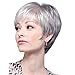 Sexy ladies short gray white mixed Natural Hair wigs + Free Wig cap New