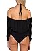 Allegrace Women Sexy String Halter Neck Bodysuit Off Shoulder Leotard Jumpsuit Black S