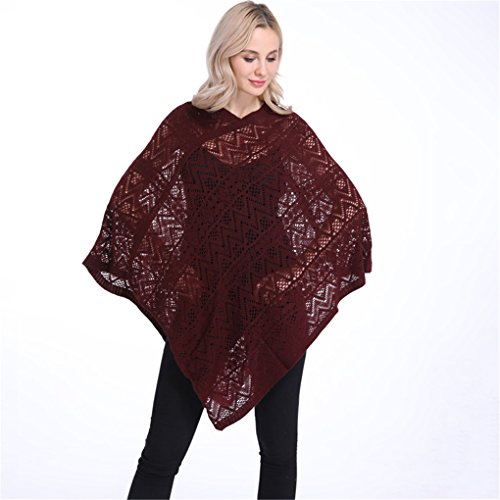 Leoparts Women Soft Knitted Pullover V Neck Batwing Poncho Cape Spring Sweater Cloak Shawl