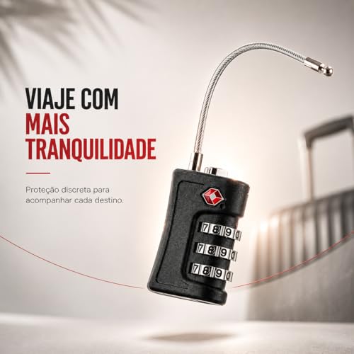 Cadeado com Senha para Viagem 3 Dígitos TSA Portátil Antifurto Mala Mochila Bolsa Academia Armário Resistente Compacto Seguro Fácil de Usar Ideal para Aeroporto Hotel Trabalho (1)