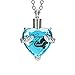 SmartChoice Keepsake Rhinestone Necklace Heart Pendant for Cremation Ashes with Beautiful Presentation Gift Box, Elegant Memorial Jewelry with Stainless Chain and Accessories, (Blue)