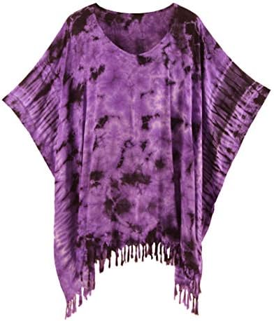 Women Boho Hippie Tie Dye Plus Size Tunic Blouse Kaftan Top XL to 4X
