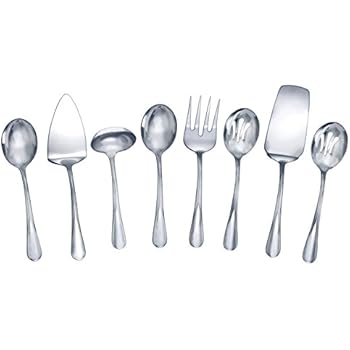 Gourmet Basics by Mikasa 5181046 Kaylee 8-Piece Stainless Steel Hostess Serving Utensil Set