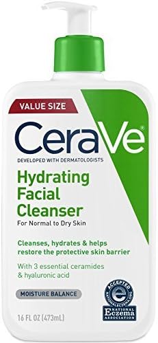 CeraVe Hydrating Facial Cleanser 16 oz for Daily Face Washing (Pack of 3)