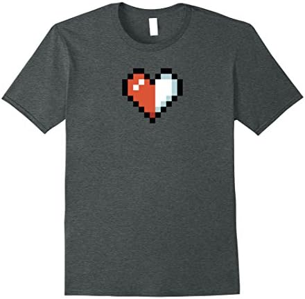 Mens 8 Bit Video Game Heart Shirt - Digital Half Life 3XL Dark Heather