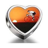 Loyallove London 2012 Olympics Cycling Mountain Bike sunset Heart Photo Charm Beads