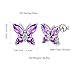Aurora Tears 925 Sterling Silver Butterfly Studs - Butterflies February-Amethyst Birthstone Crystal Earrings Studs Jewelry Gift for Women Teen DE0078P
