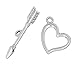 JGFinds Silver Heart & Arrow Toggle Clasps- 48 Sets of Silver Tone DIY Jewelry Making Supplies
