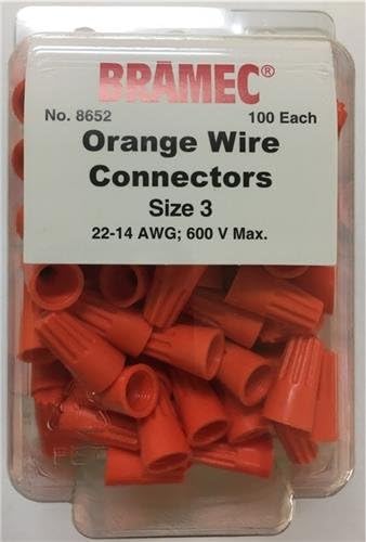 Orange Electrical Wire Connector - #22 - #14 AWG - 10 Packs of 100