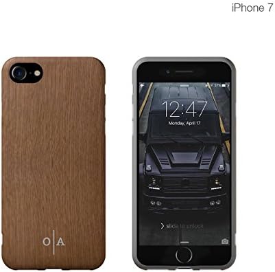 (2 in 1) iPhone 7 case with Tempered Glass Screen Protector, Oxford (Modern Series) with Full coverage Slim fit TPU case (ECO PACKAGING) (Light wood)