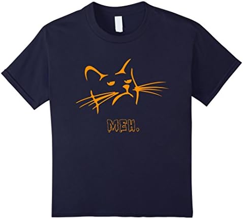 Kids Cat Meh Shirt - Funny Cat Halloween Shirt 12 Navy