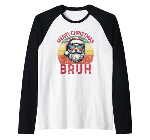 Merry Christmas Bruh Funny Christmas Raglan Baseball Tee