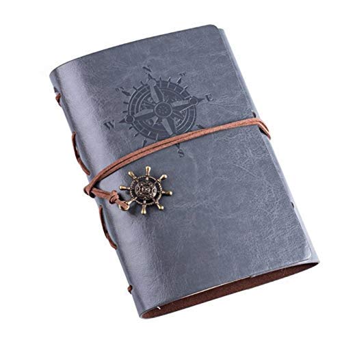 AKORD Vintage Retro PU Leather Cover Journal Jotter Diary Notebook - Grey